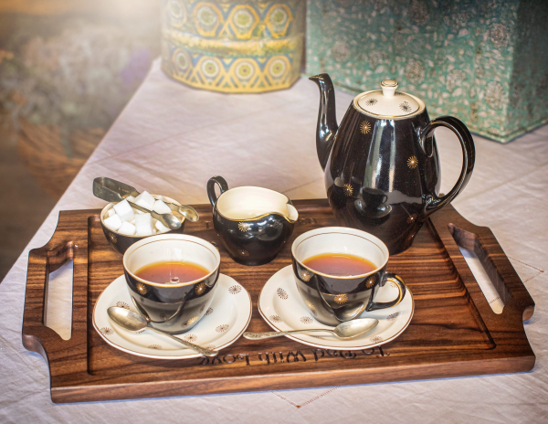 Wooden Serving tray used as a tea tray
